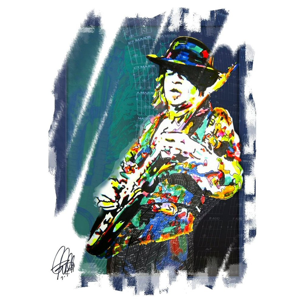 Stevie Ray Vaughan SRV Blues Rock Guitar Music Poster Print Wall Art 18x24